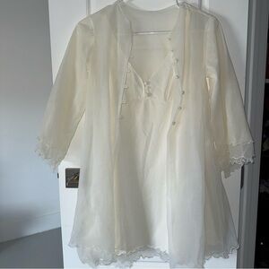 Elegant Cream Nightgown with Ruffled Edges